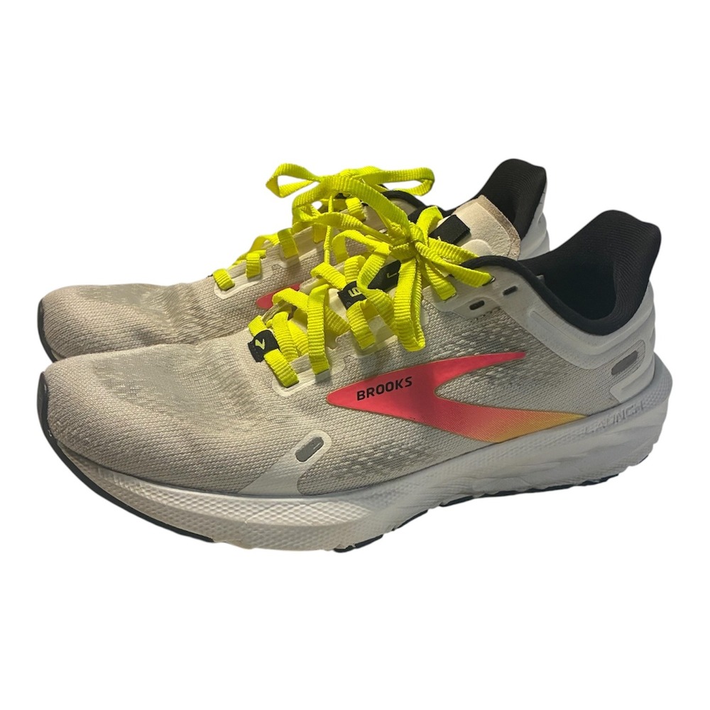 Brooks Womens Grey Launch 9 Running Shoes Neon Yellow Pink Size 7